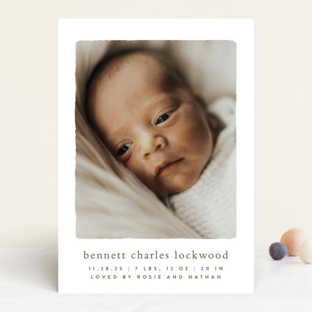 "Rustic" - Birth Announcements in Chestnut by Ekko Studio - Front
