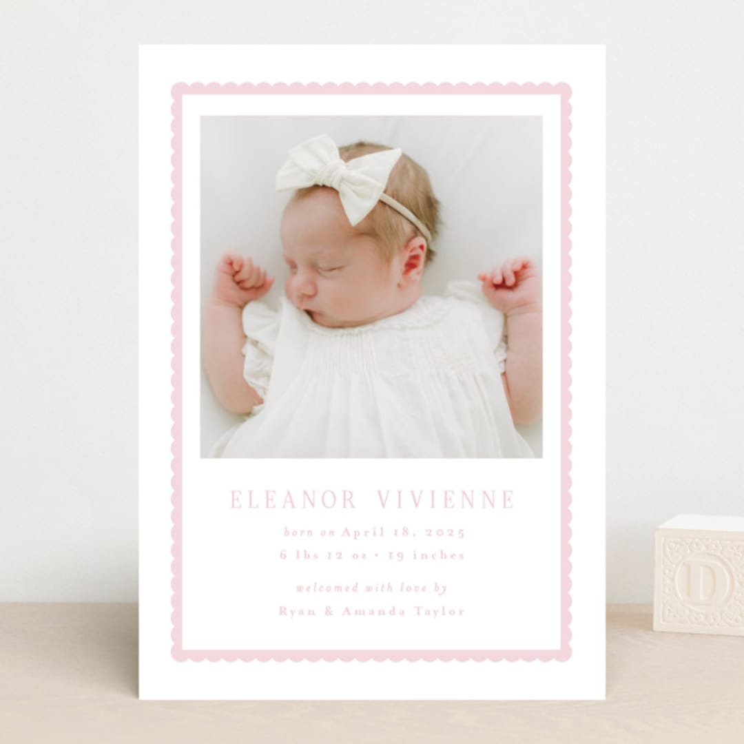 "Sweetest Scallop" - Birth Announcements in Petal by Emily Betts - Front