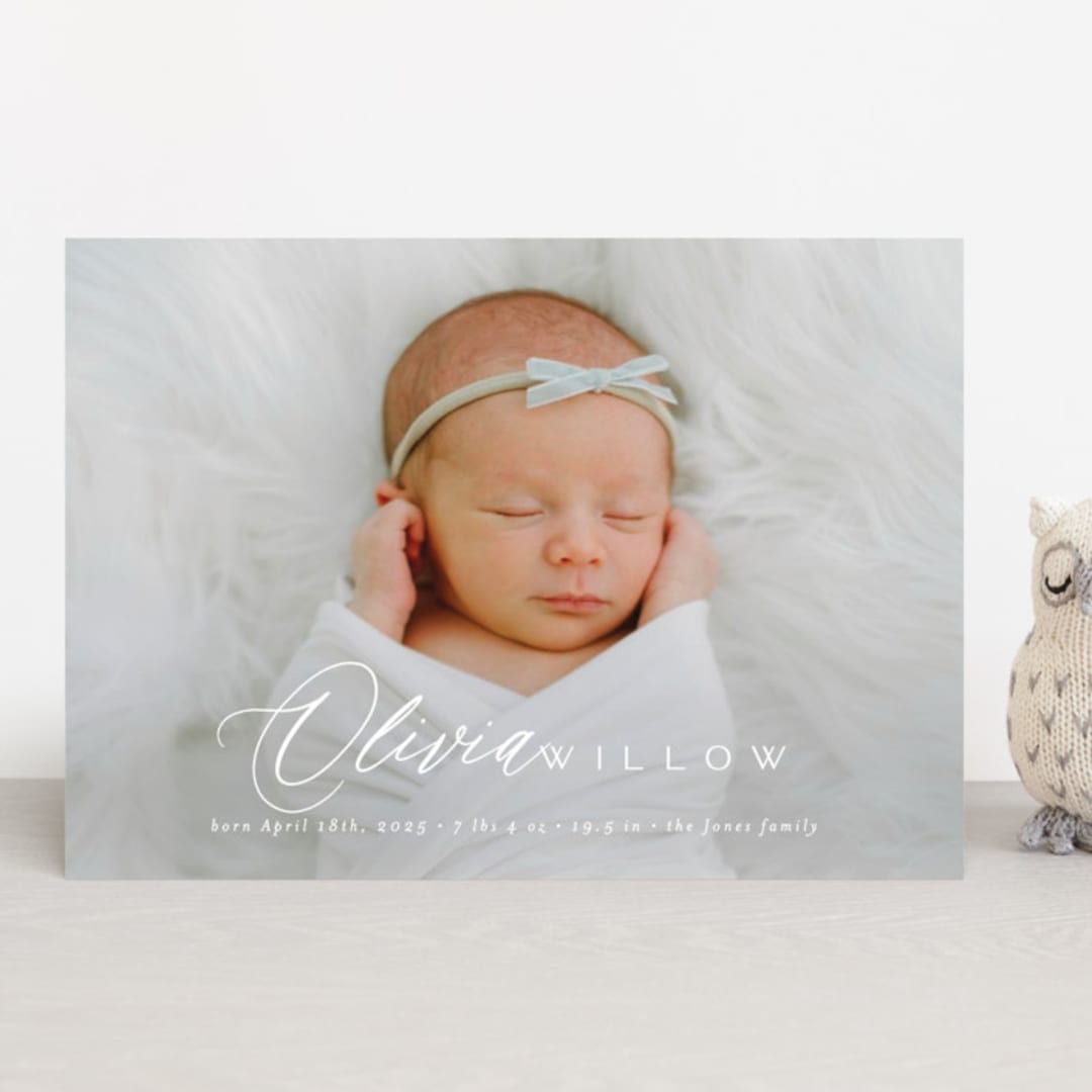 "Serenity" - Birth Announcements in Cloud by Everett Paper Goods - Front
