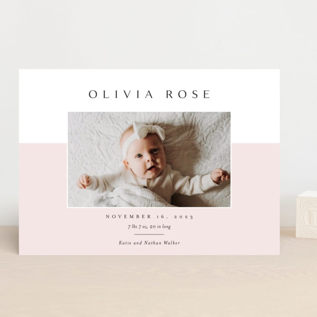 "Cherished" - Birth Announcements in Peony by Kasia Labocki - Front