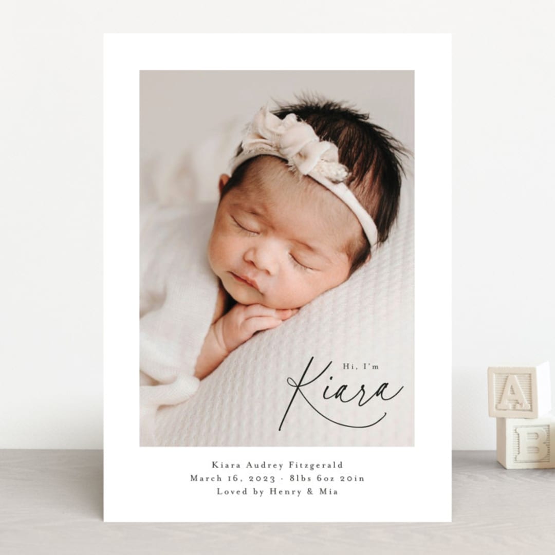 "Corner Hello" - Birth Announcements in Midnight by Jackie Crawford - Front