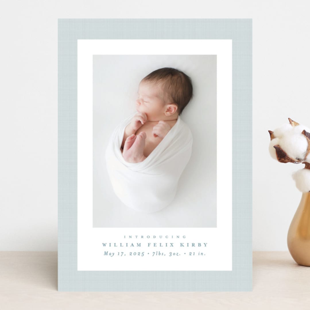 "Linen frame" - Birth Announcements in Powder by Lea Delaveris - Front