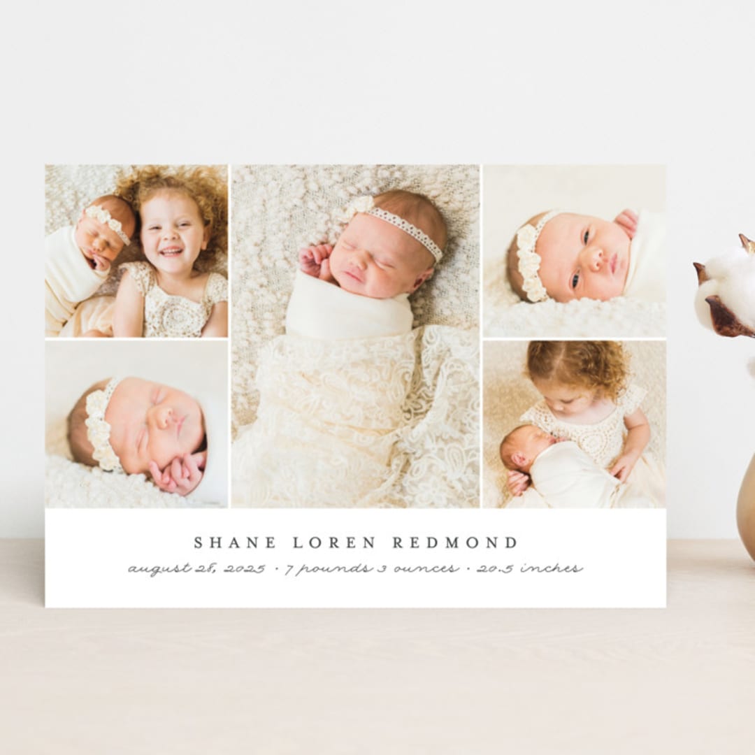 "Classically Modern" - Birth Announcements in Slate by Brianne Larsen - Front