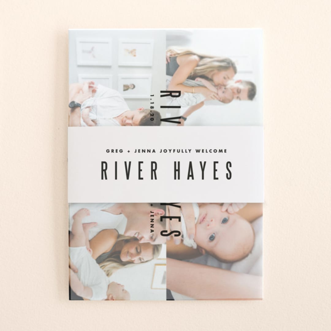"Indie" - Birth Announcement Belly Bands in Onyx by Lauren Chism - Front