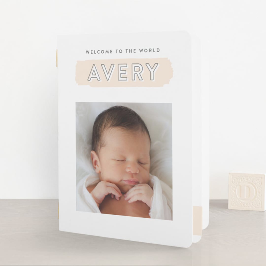 "The Trio" - Birth Announcement Booklette™ Cards in Soft Peach by Hooray Creative - Front