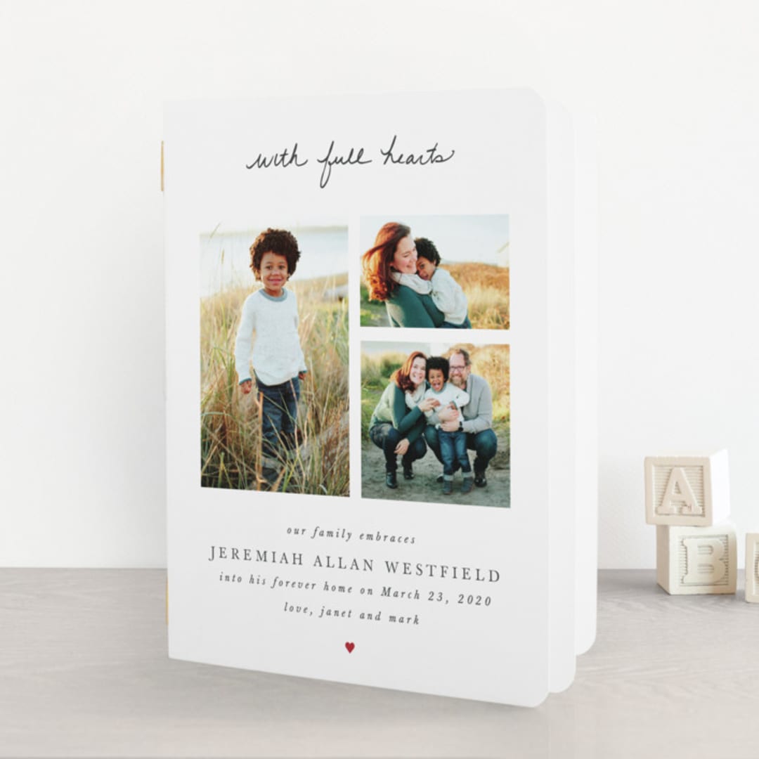 "With Full Hearts" - Birth Announcement Booklette™ Cards in Charcoal by Lisa Assenmacher - Front