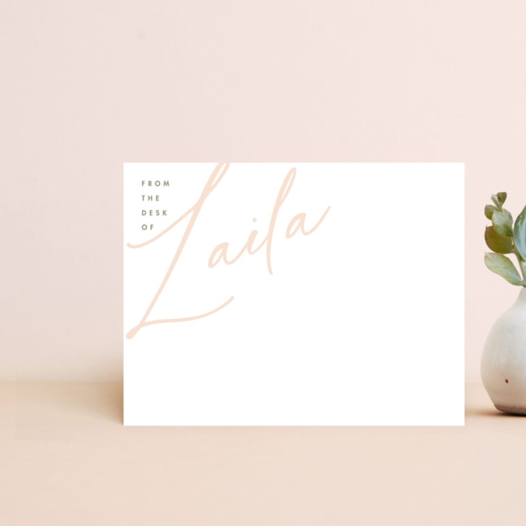 "Flip the Script" - Personalized Stationery in Peony by Keen Peachy - Front