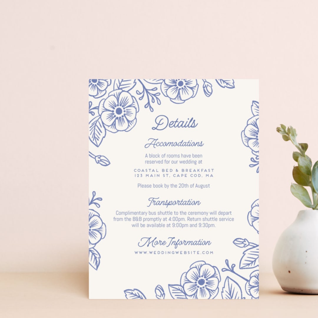 "Effortless Blooms" - Personalized Stationery in Periwinkle by Rebecca Smith - Front