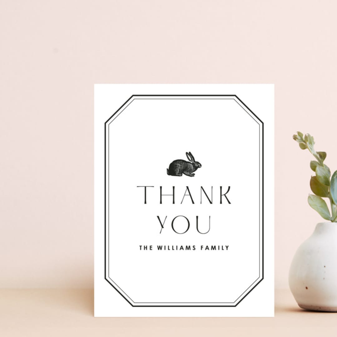 Vintage Bunny Frame Thank You Card