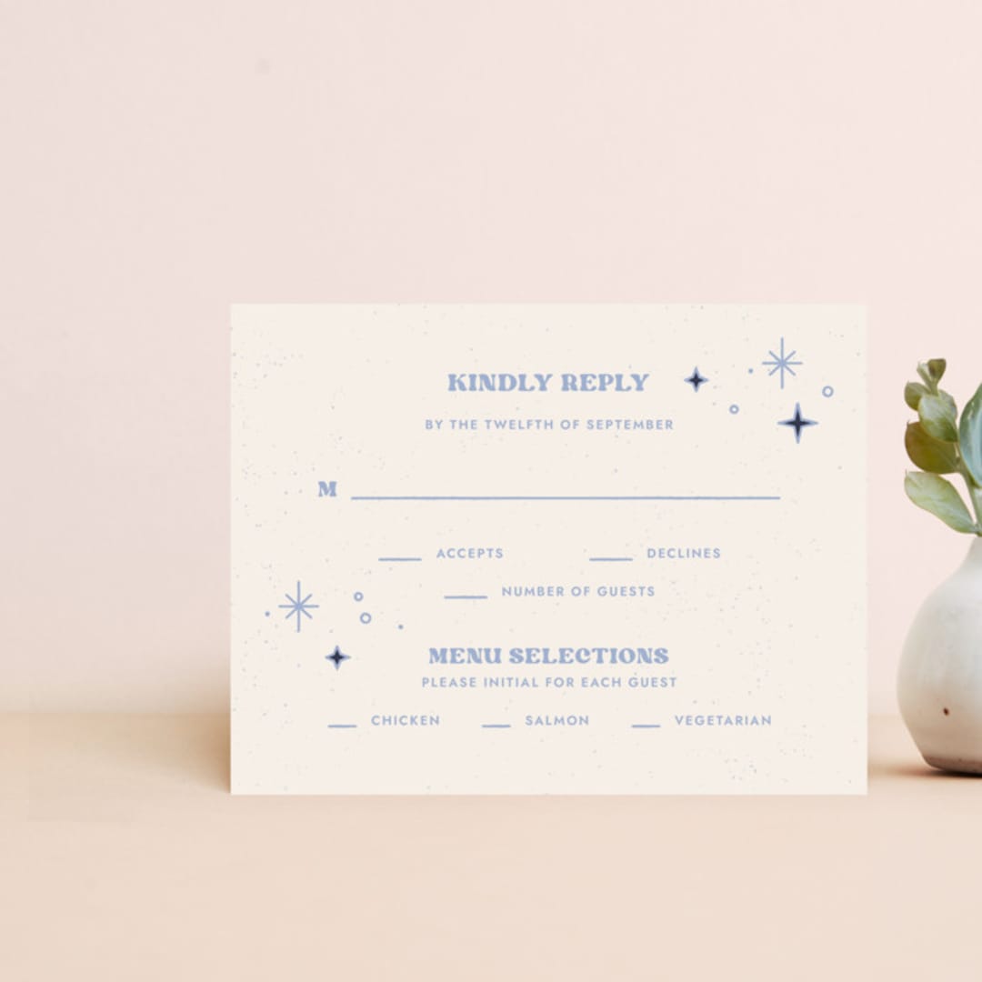 "Give You the Moon RSVP Card" - Personalized Stationery in Sky by Amber Barkley - Front