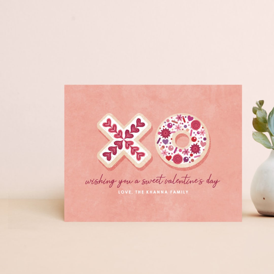 "XO Cookies Note Card" - Personalized Stationery in Peach by Amber Barkley - Front