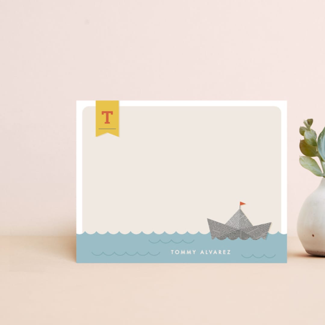 "Smooth Sailing Notecard" - Personalized Stationery in Tomato by Amber Barkley - Front