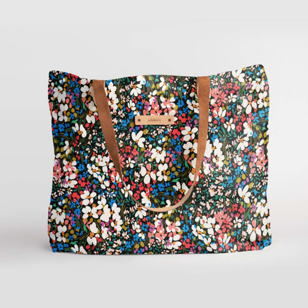 "garden club" - Carry-All Slouch Tote in Roses by Angela Marzuki - Carry-All Slouch Tote