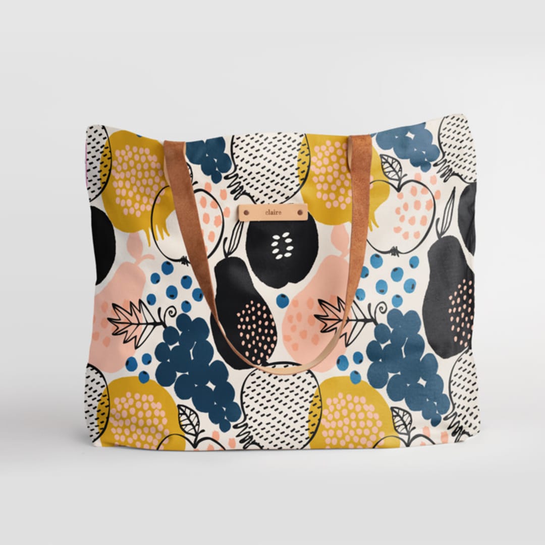 "Farmer's Market" - Carry-All Slouch Tote in Herb by Iveta Angelova - Carry-All Slouch Tote