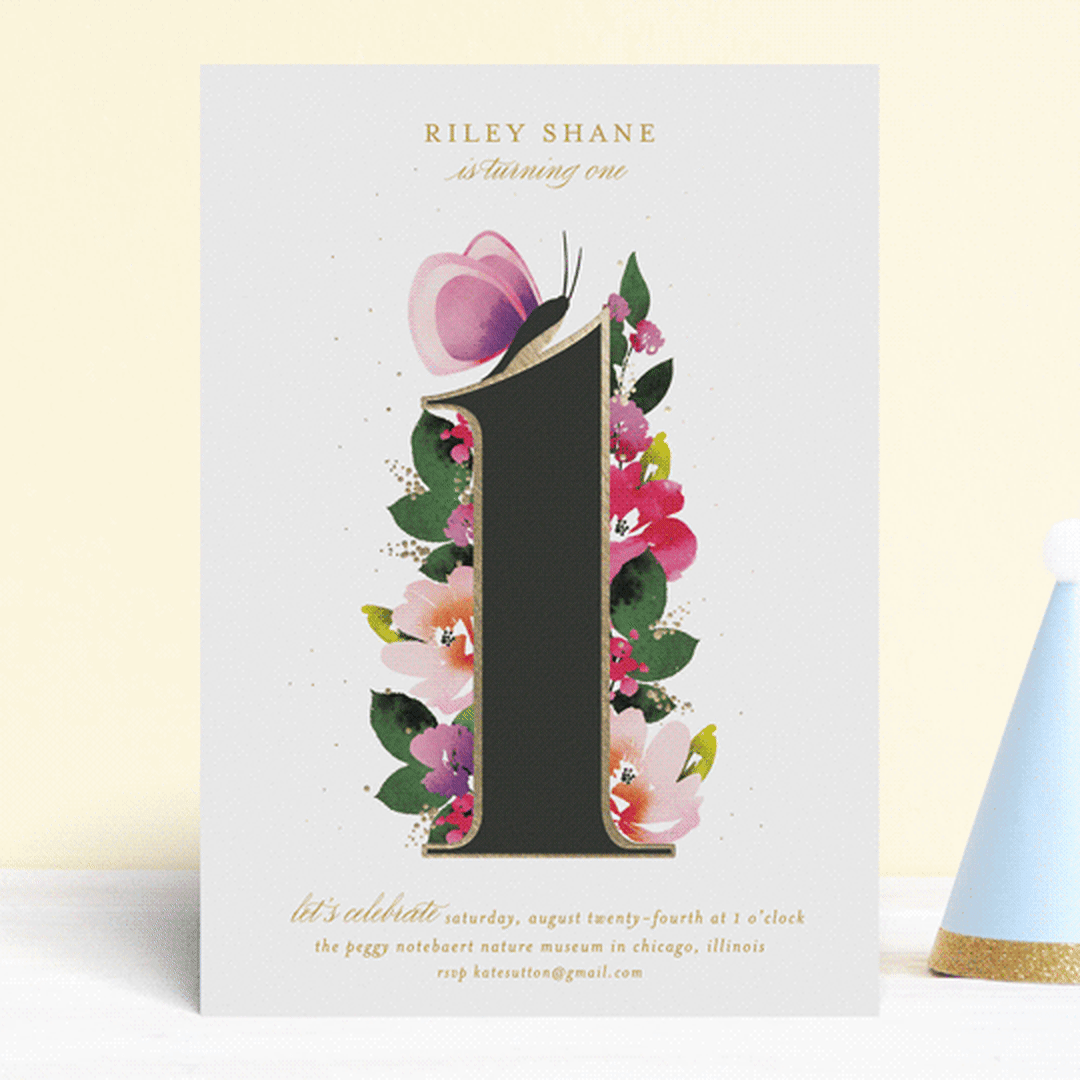 "Butterfly Garden" - Children's Birthday Party Invitations in Peony by Angela Marzuki - Front
