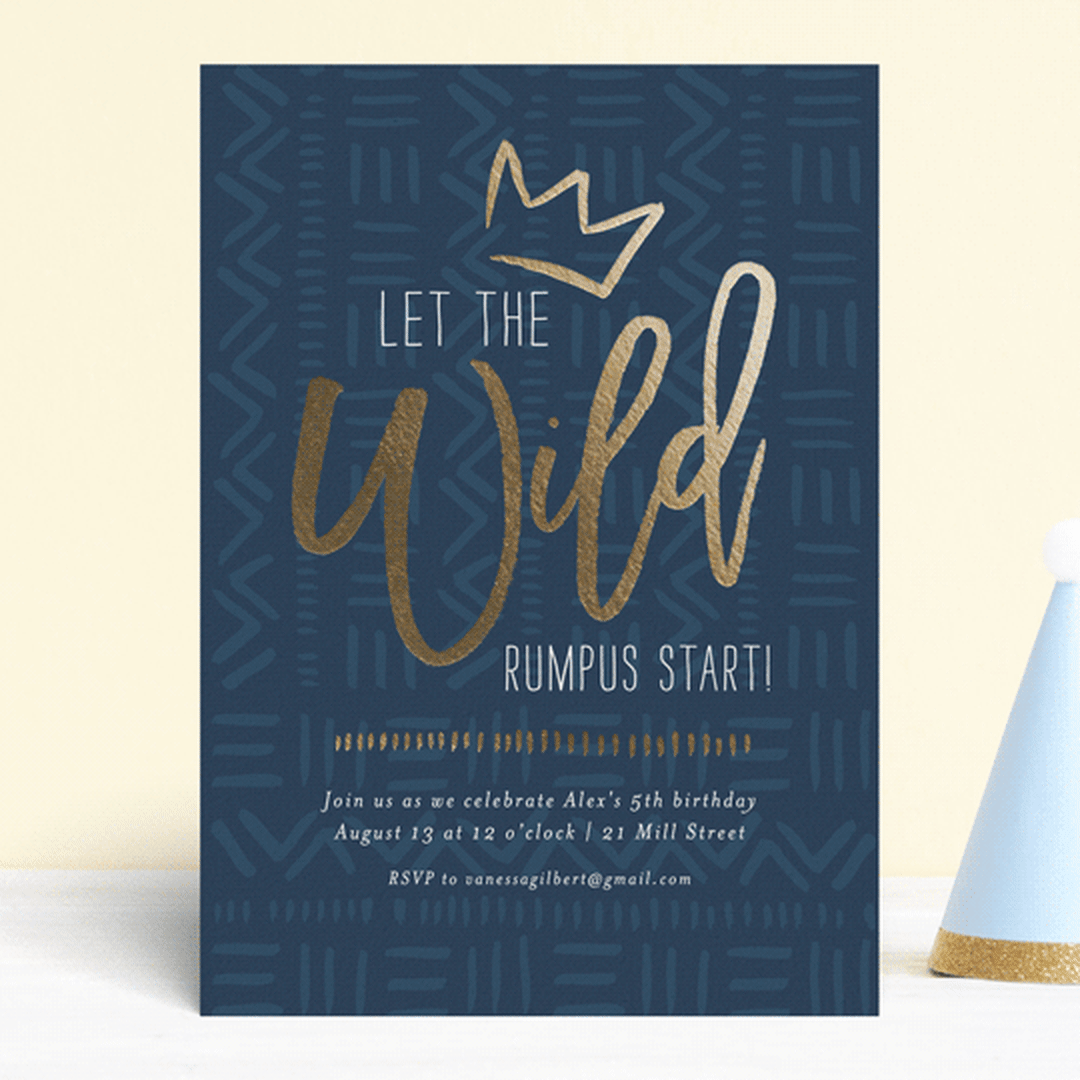 "Wild Rumpus" - Children's Birthday Party Invitations in Navy by Anelle Mostert - Front