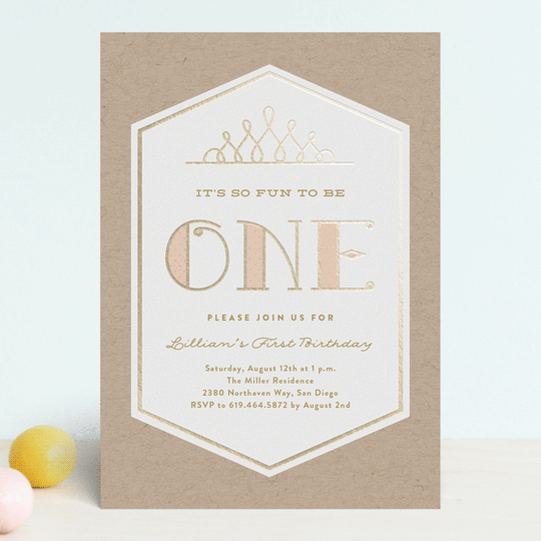 "Pink & Gold" - Children's Birthday Party Invitations in Blush by Erica Krystek - Front