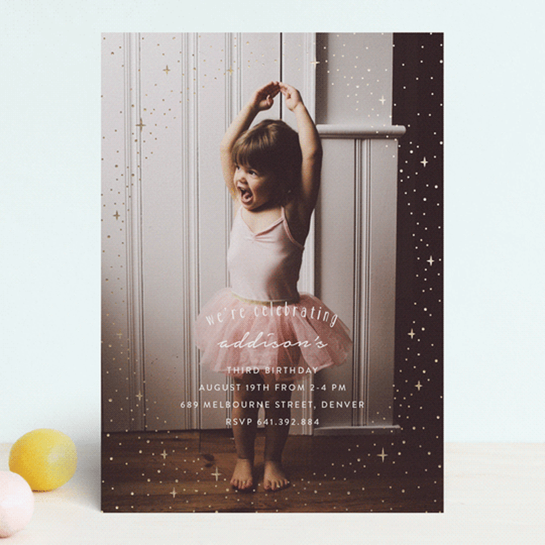 "pixie" - Children's Birthday Party Invitations in Gold by Angela Garrick - Front