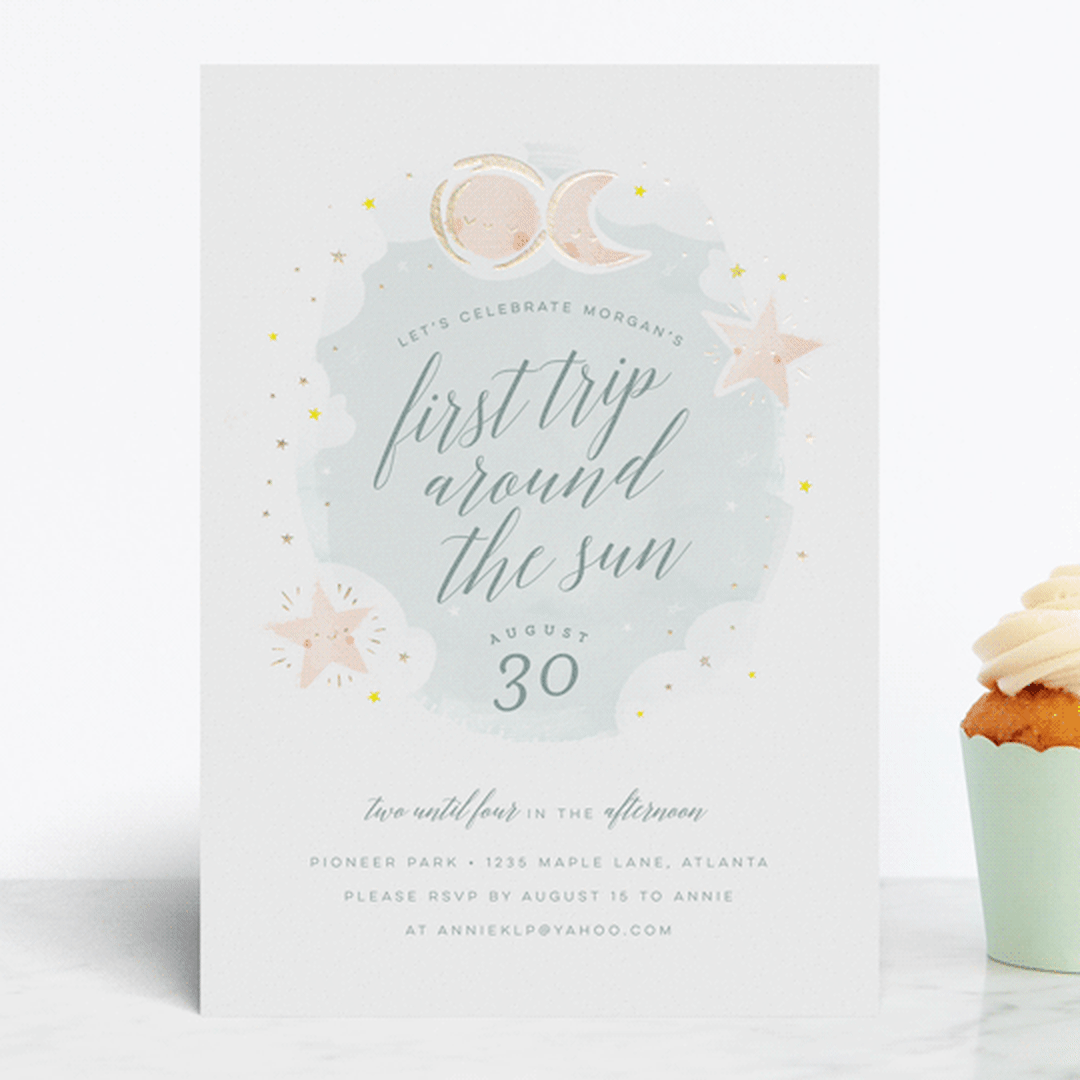 "Birthday Stars" - Children's Birthday Party Invitations in Sky by Lori Wemple - Front