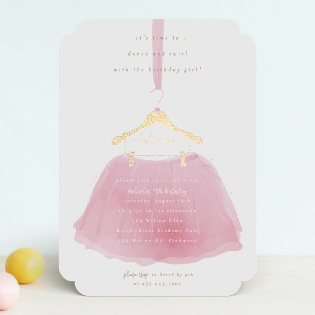 "little ballerina" - Children's Birthday Party Invitations in Rose by Kanika Mathur - Front