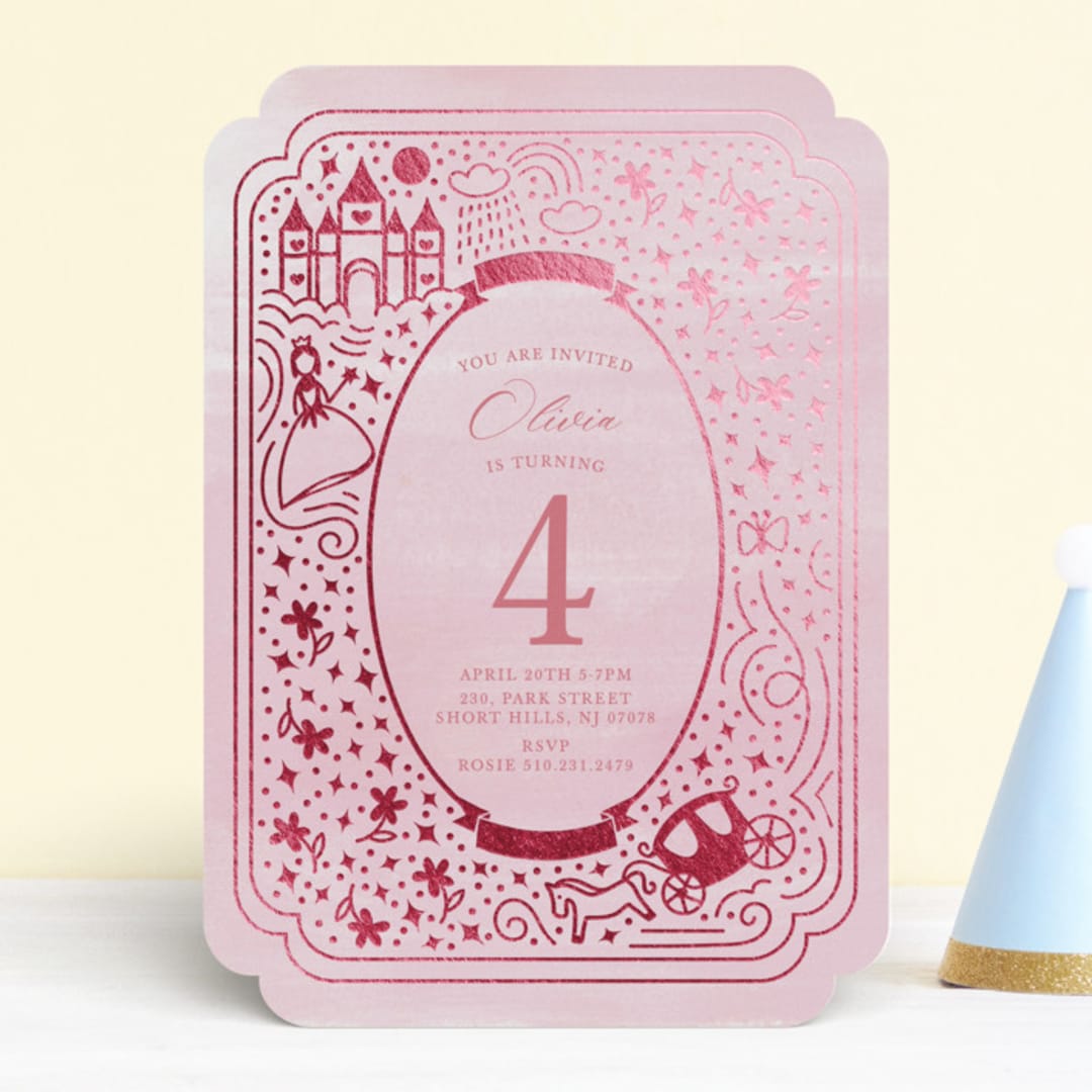 "Princess" - Children's Birthday Party Invitations in Bubblegum by Teju Reval - Front