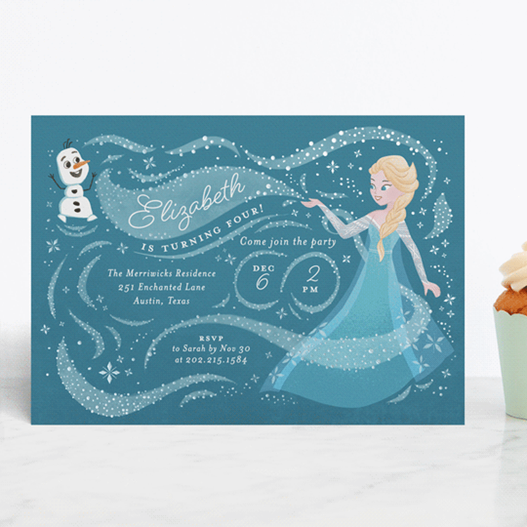 "Disney Frozen Snow Sparkles" - Children's Birthday Party Invitations in Frosty by curiouszhi - Front