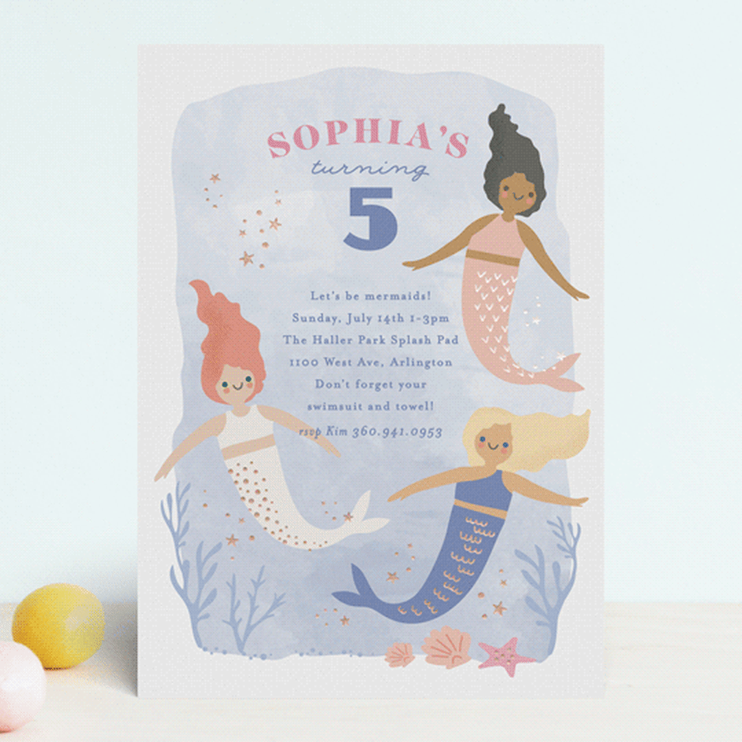 "lets be mermaid" - Children's Birthday Party Invitations in Lake by Karidy Walker - Front