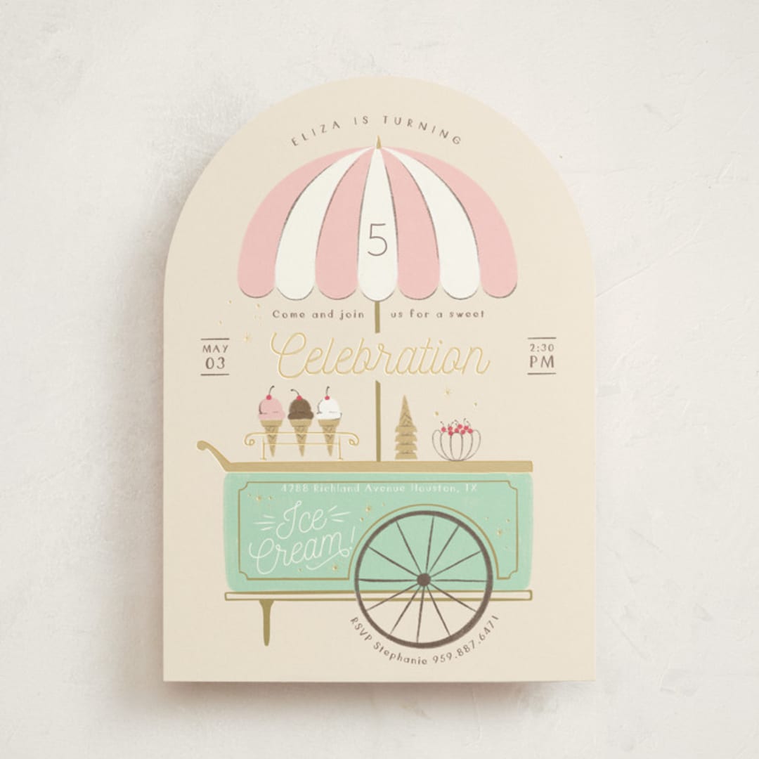 "Sweet Celebration" - Children's Birthday Party Invitations in Cotton Candy by Kiersten Garner - Front