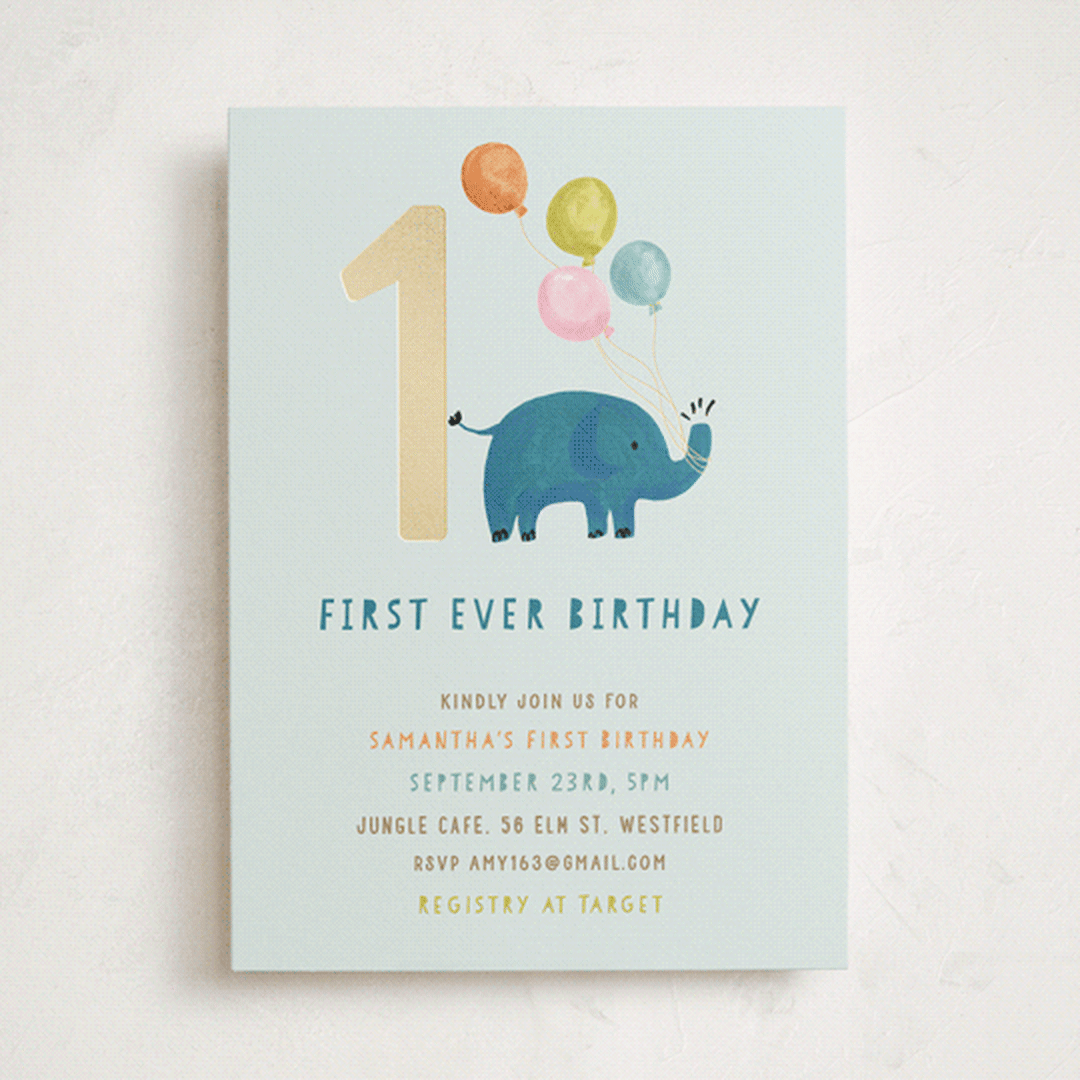 "First Ever Birthday" - Children's Birthday Party Invitations in Mint by Teju Reval - Front