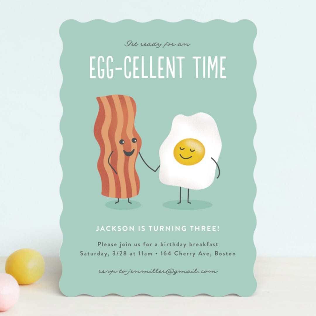 "Egg-cellent friend" - Children's Birthday Party Invitations in Aquamarine by Jana Volfova - Front