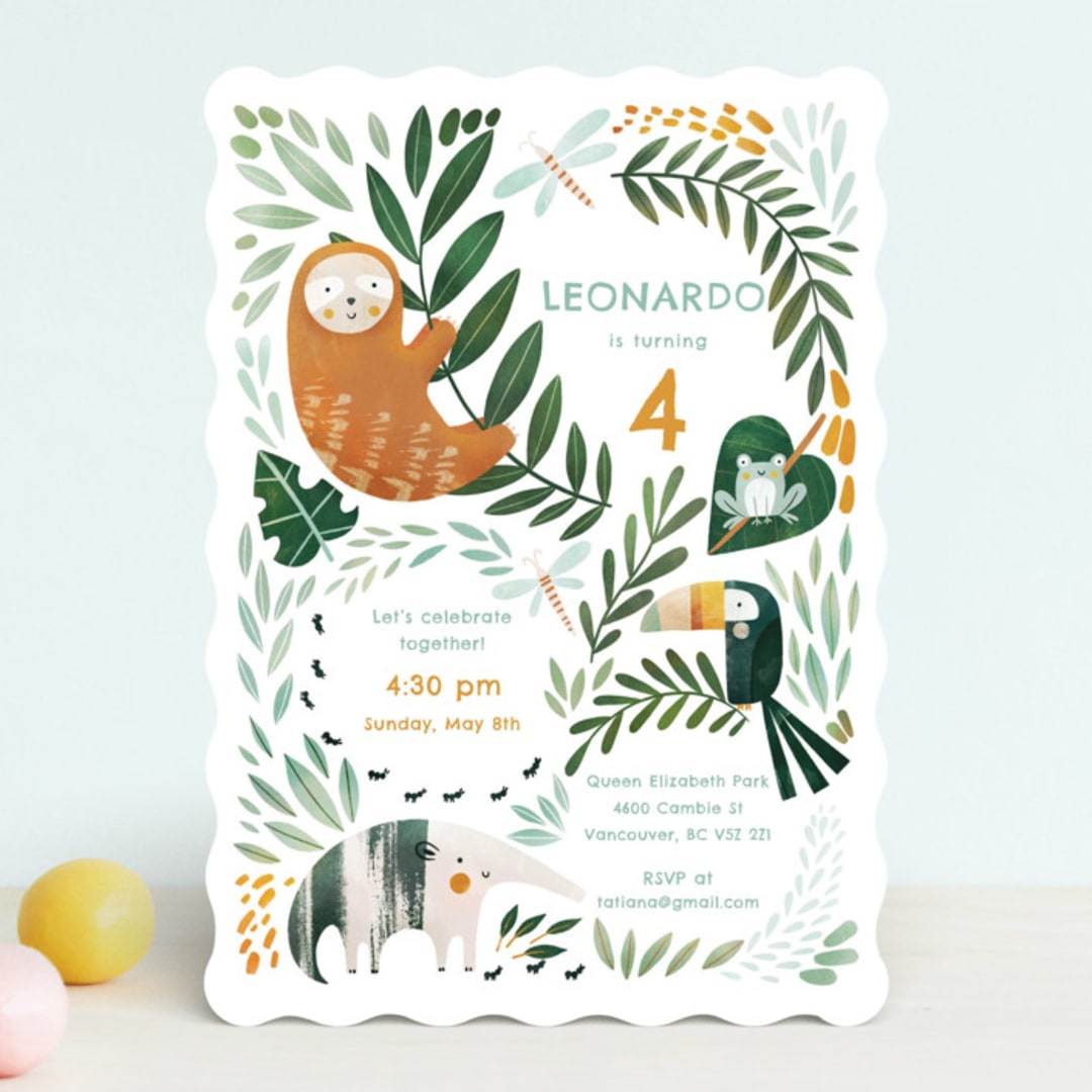 "Sloth jungle" - Children's Birthday Party Invitations in Jungle by Tati Abaurre - Front
