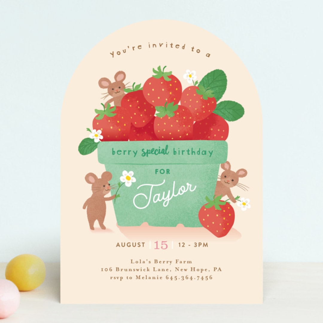 "Berry special" - Children's Birthday Party Invitations in Vanilla by Jennifer Wick - Front