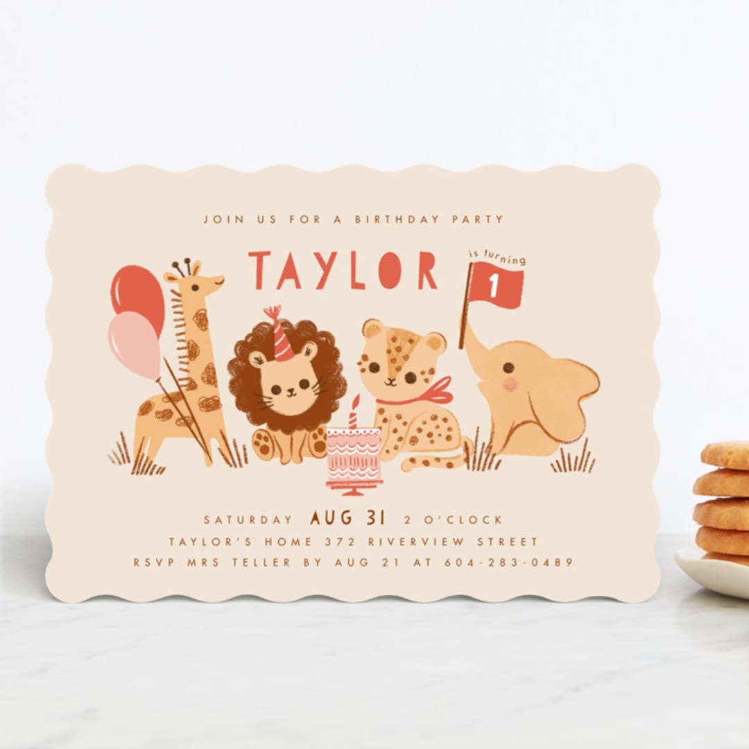 "It's a party" - Children's Birthday Party Invitations in Poppy by Vivian Yiwing - Front