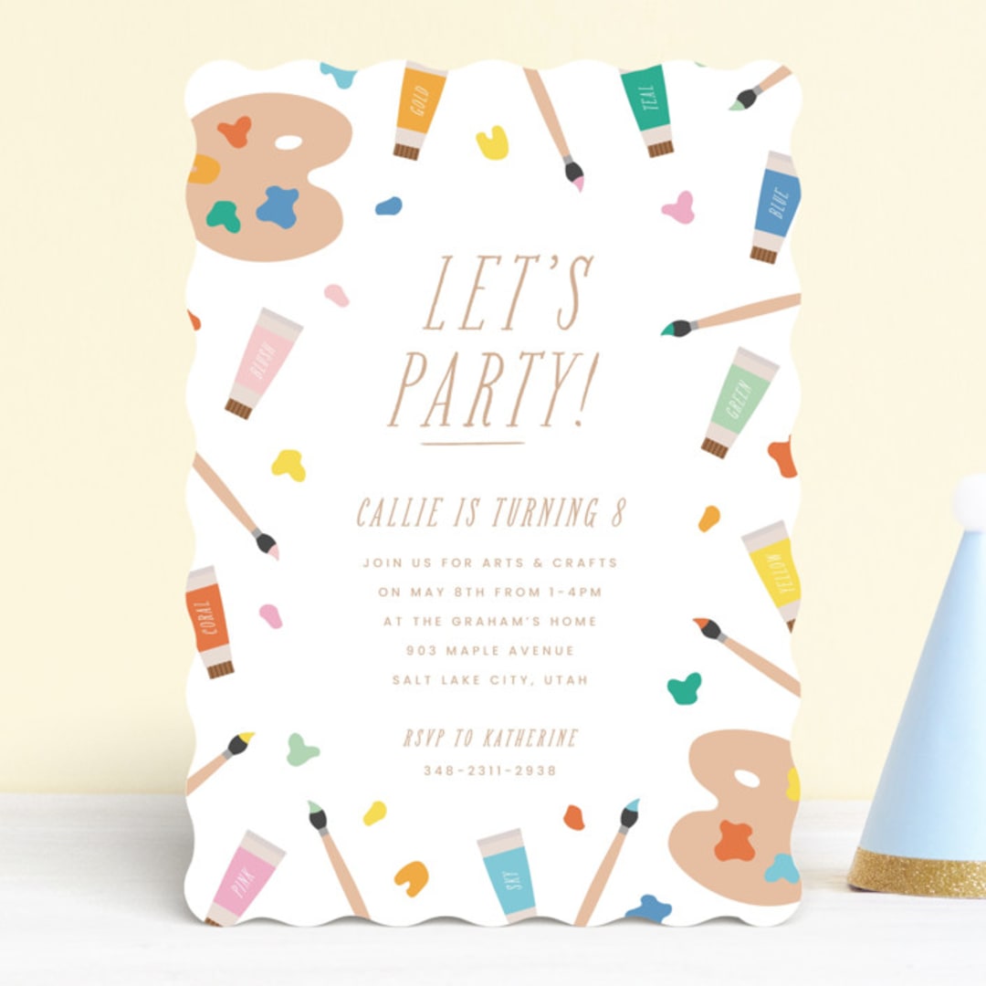 "let's pARTy!" - Children's Birthday Party Invitations in Frost by Ellen Schlegelmilch - Front