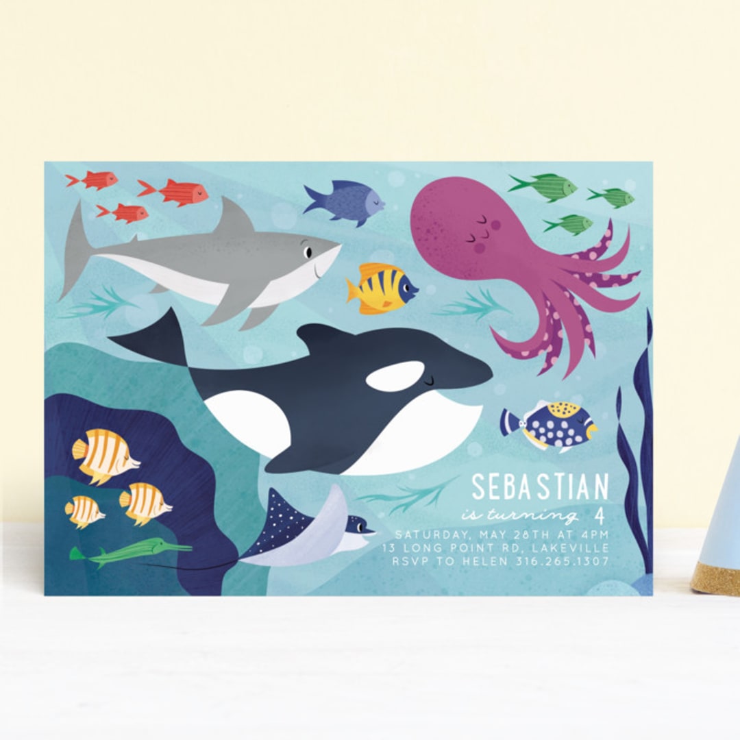 "Sea Party" - Children's Birthday Party Invitations in Ocean by Sabrin Deirani - Front