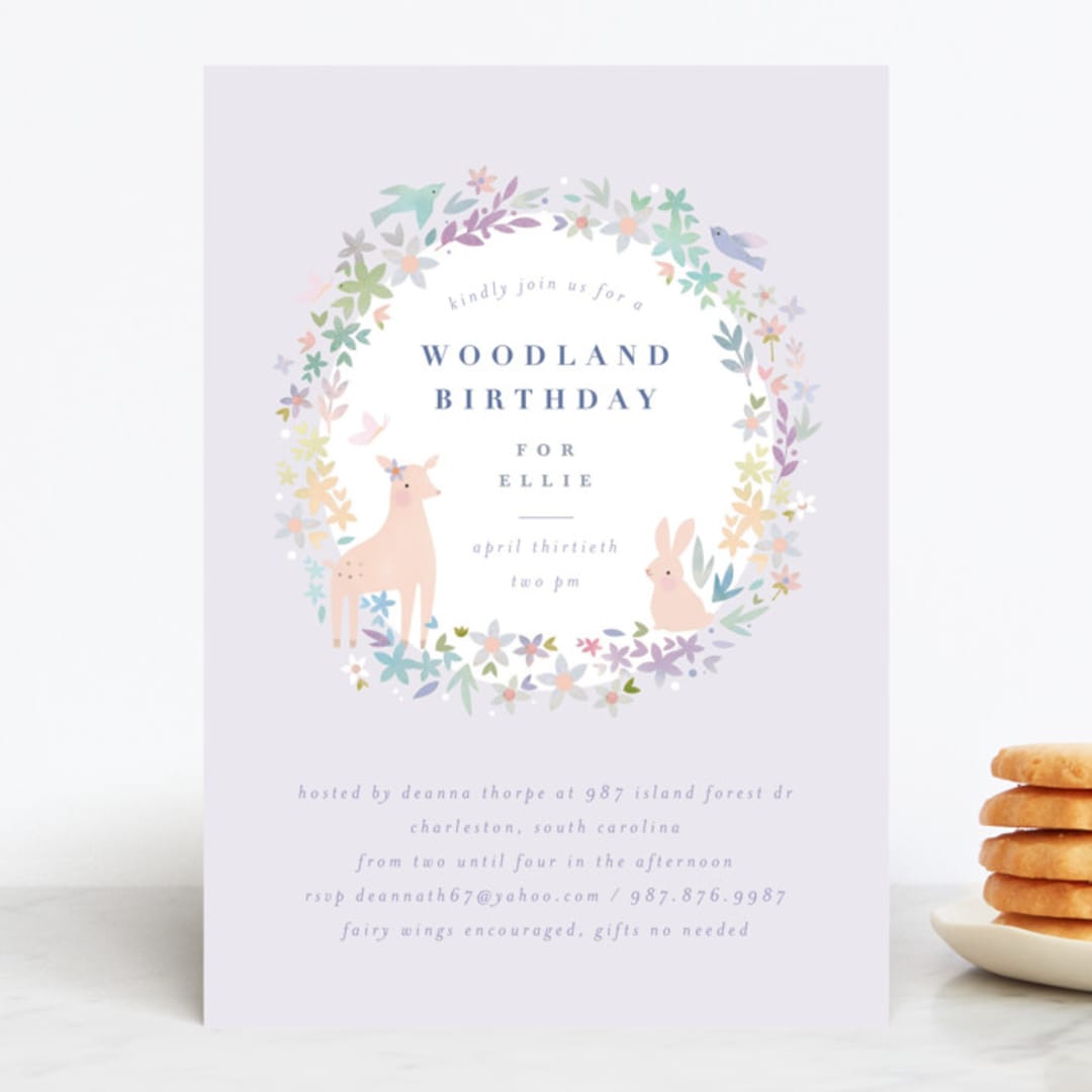 "Woodland" - Children's Birthday Party Invitations in Dusk by Lori Wemple - Front