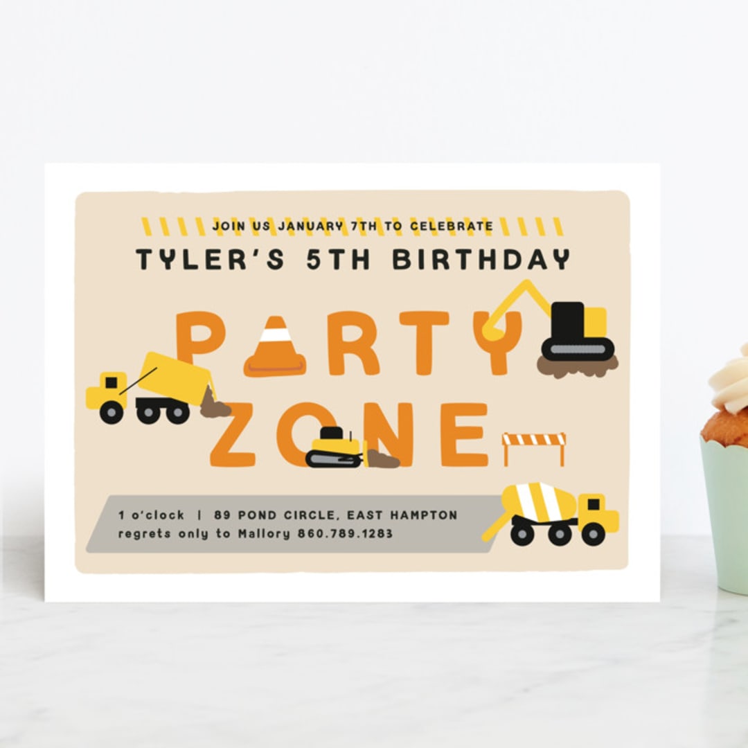 "party zone" - Children's Birthday Party Invitations in Lemon Drop by Nicole Senecal - Front