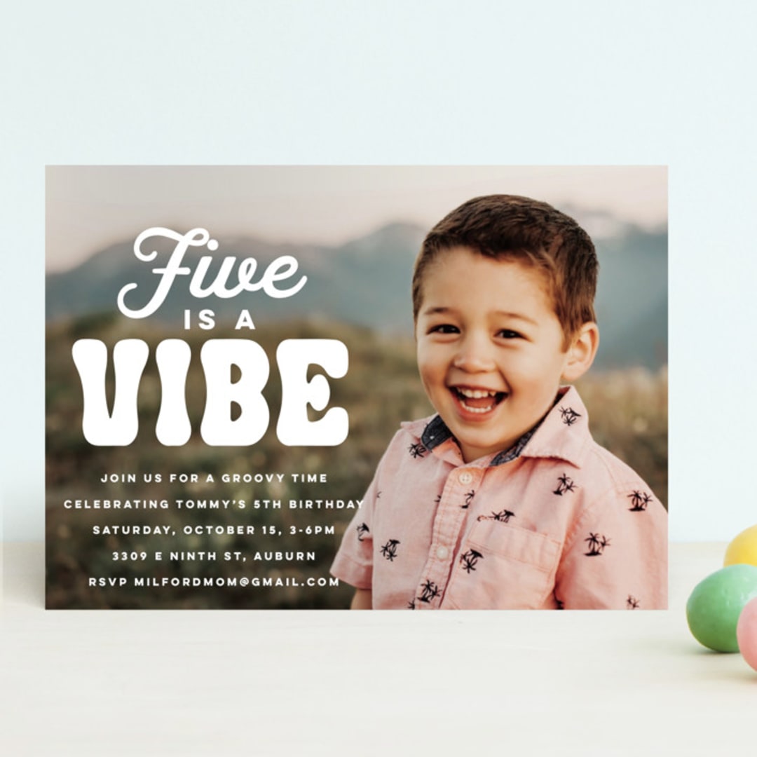 "Vibe" - Children's Birthday Party Invitations in Cloud by Jessie Steury - Front