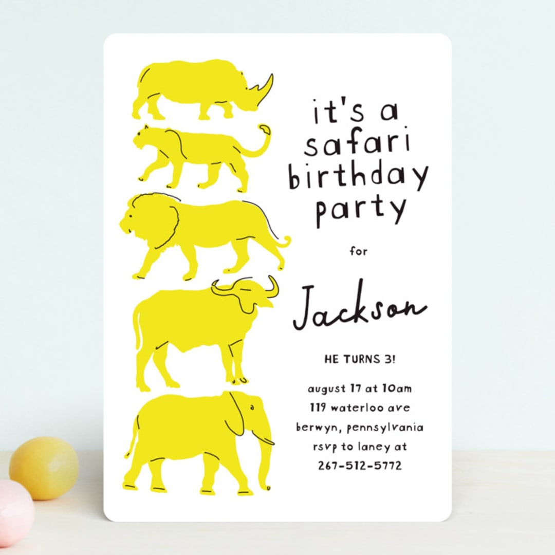 "modern safari party" - Children's Birthday Party Invitations in Sun by Phrosné Barwood - Front