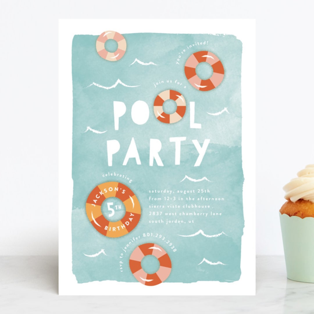 "Pool Party" - Children's Birthday Party Invitations in Palm Springs by Robert and Stella - Front