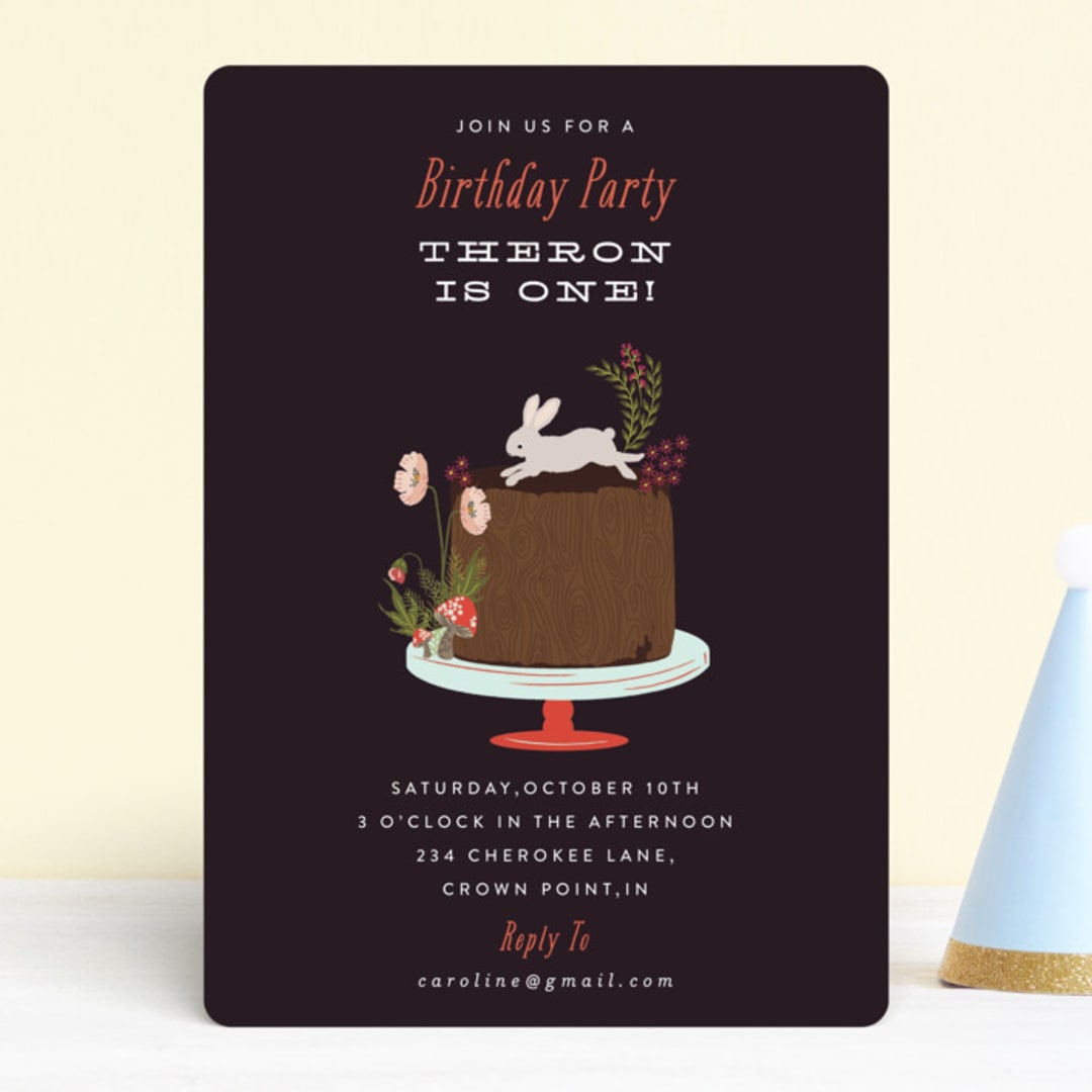 "Autumn Celebration" - Children's Birthday Party Invitations in Grape Juice by Nazia Hyder - Front