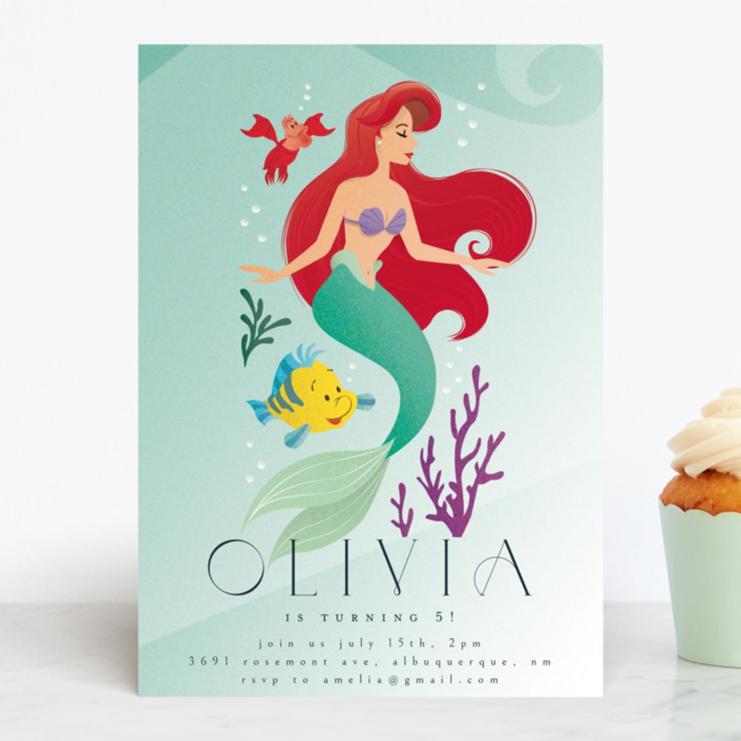 "Disney's Little Mermaid Sea Adventures" - Children's Birthday Party Invitations in Ocean by Ana de Sousa - Front