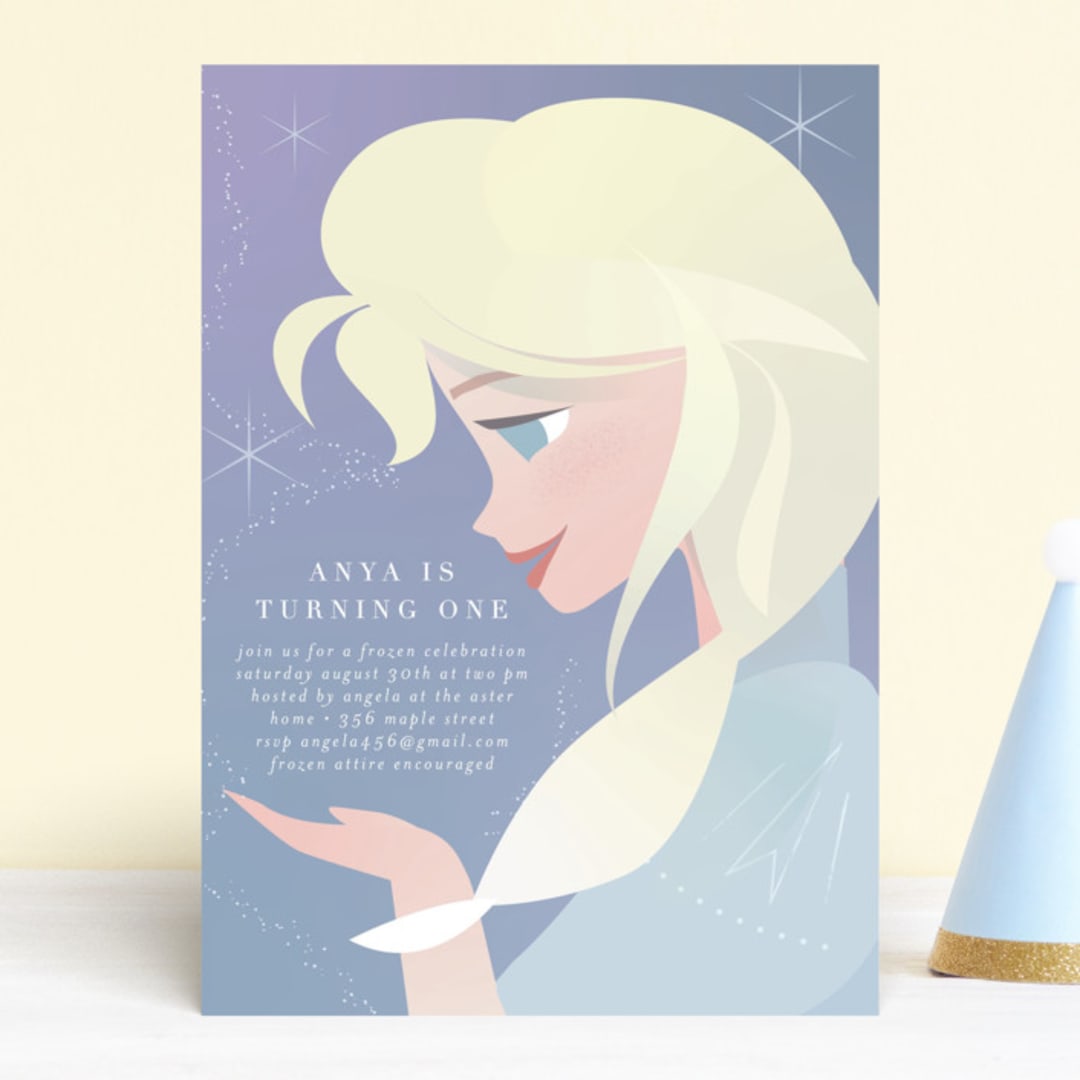 "Disney's Elsa the Snow Queen" - Children's Birthday Party Invitations in Frost by Lori Wemple - Front