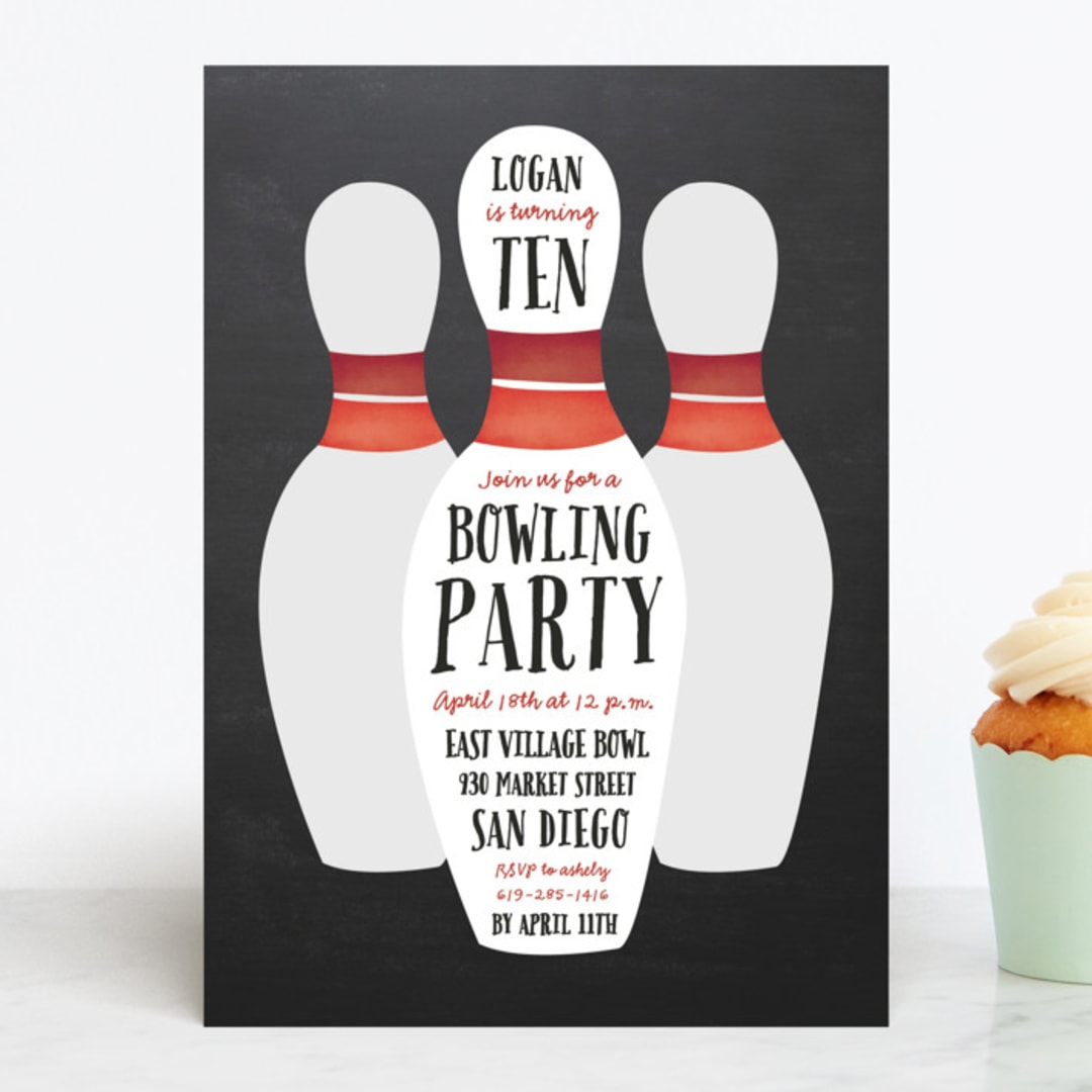 "Lucky Strike" - Children's Birthday Party Invitations in Bowling Ball by Erica Krystek - Front