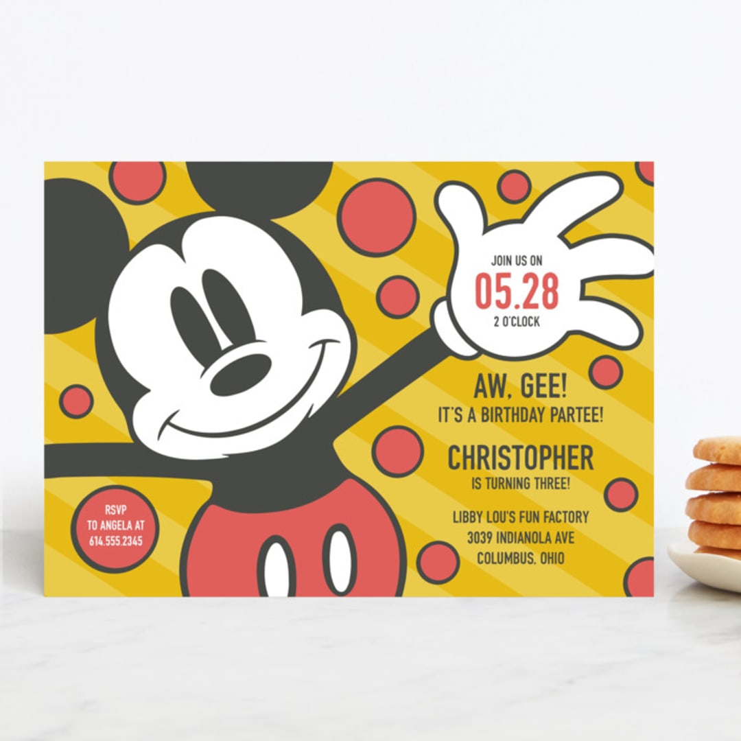 "Disney Mickey Mouse Aw, Gee!" - Children's Birthday Party Invitations in Sunshine by Heather Schertzer - Front
