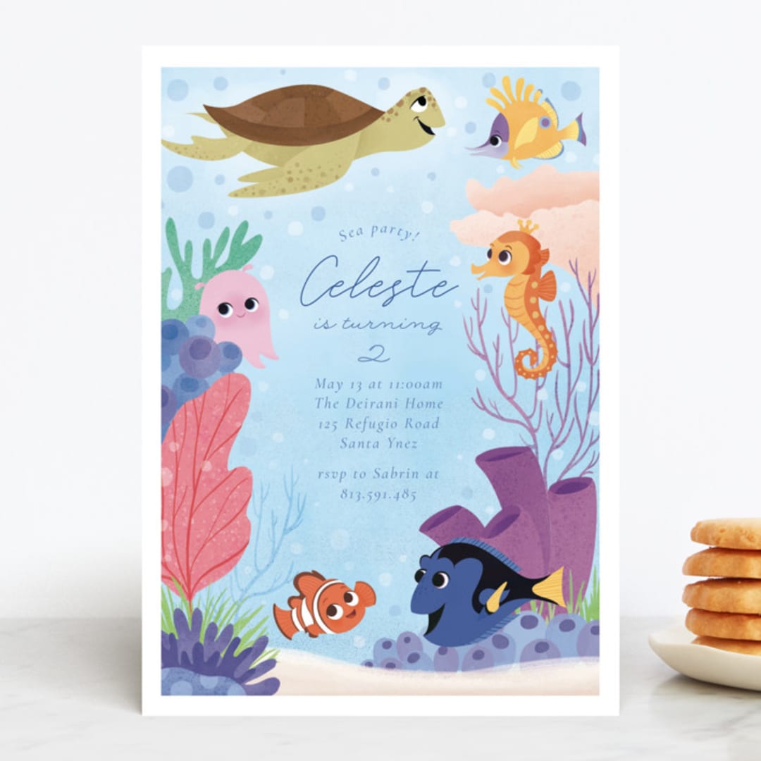 "Disney and Pixar's Finding Nemo Friends" - Children's Birthday Party Invitations in Sea by Sabrin Deirani - Front