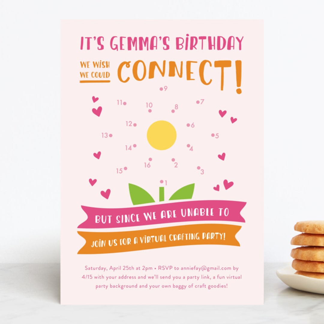 "We Connect!" - Children's Birthday Party Invitations in Bubblegum by Christina Novak - Front