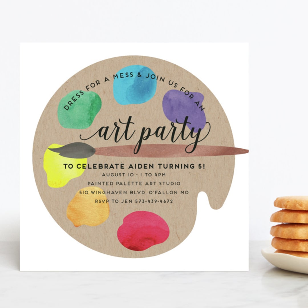 "Arty Party" - Children's Birthday Party Invitations in Primary by Jen Owens - Front