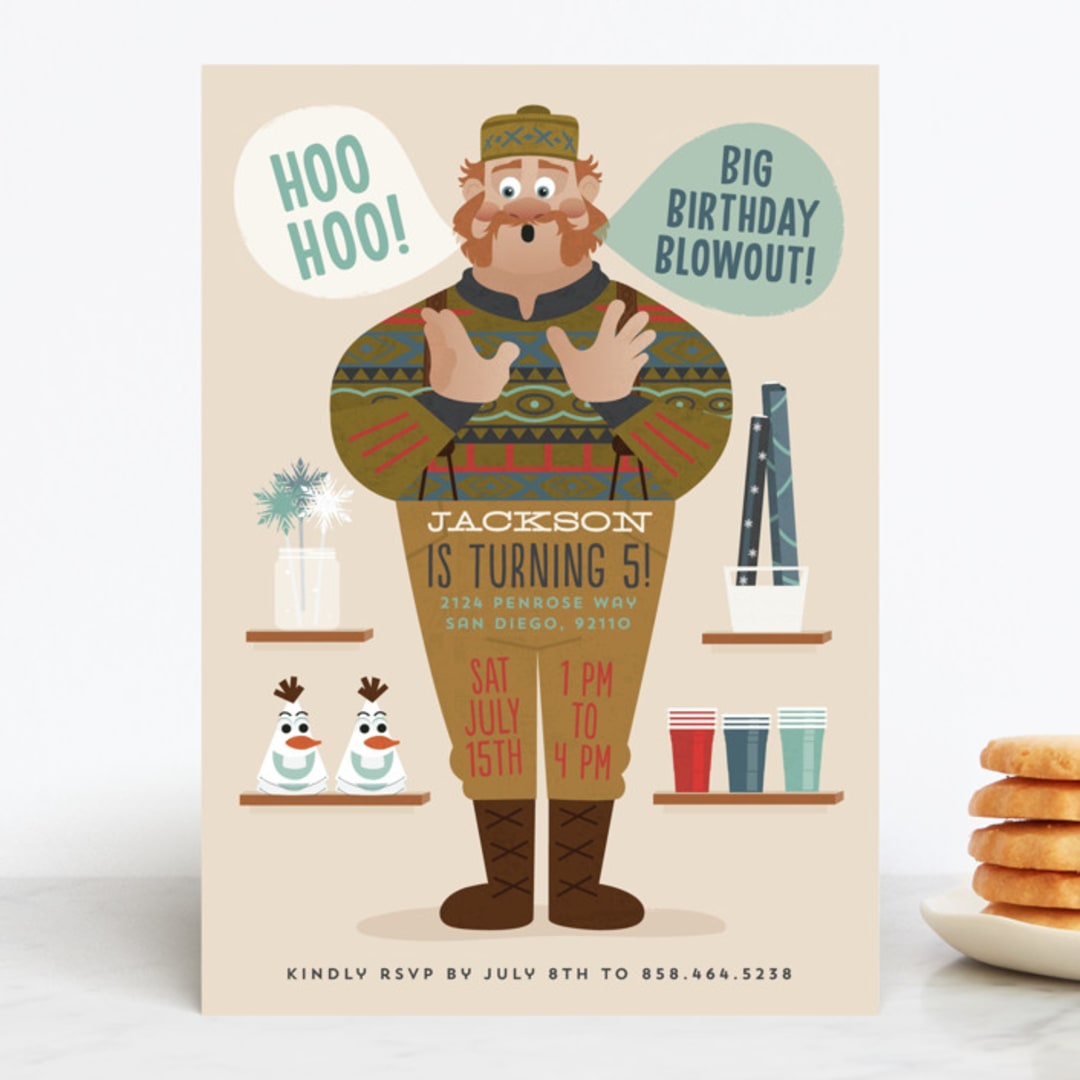 "Disney's Frozen Big Birthday Blowout" - Children's Birthday Party Invitations in Birch by Erica Krystek - Front