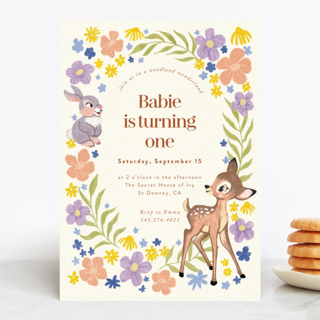 "Disney's Magical Bambi" - Children's Birthday Party Invitations in Cream by Cass Loh - Front
